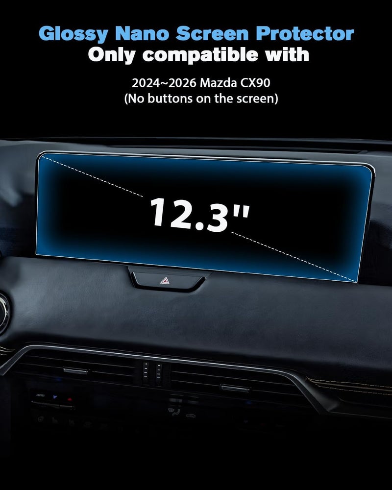 WEIPIN For 2PCS 2024 2025 2026 Mazda CX90(No buttons on the screen) 12.3 Inch Touchscreen High Clarity Screen Protector - CX90 (No buttons on the screen) Accessories - Image 2